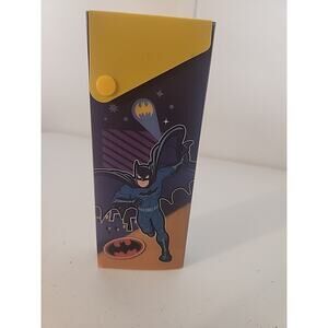 New With Tags DC Batman Yellow Plastic Pencil Case With Snap Closure Cartoon